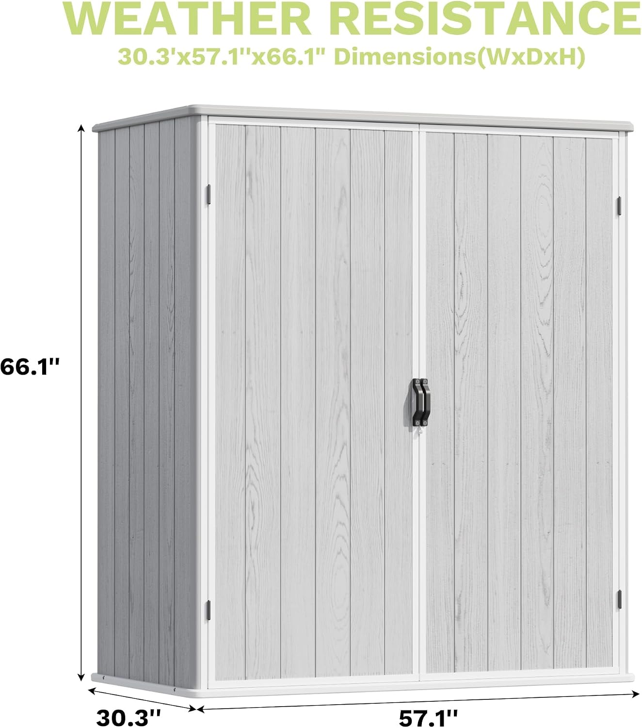 Devoko 5x3 FT Plastic Storage Shed with Floor, Small Resin Vertical Outdoor Storage Cabinet with Lockable Door, Waterproof Tool Garden Shed for Patio Lawn Backyard, Light Gray