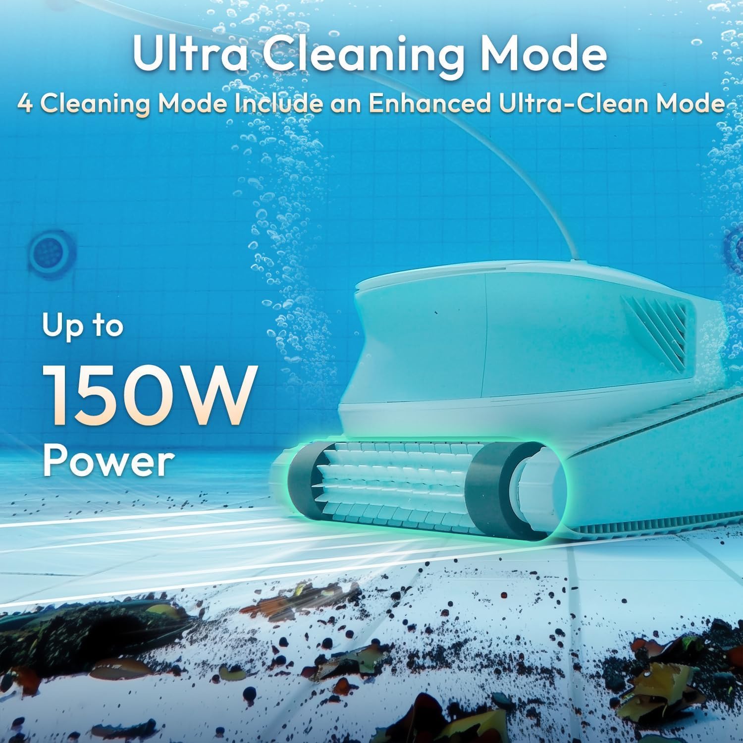 Hydro 4SE Robotic Pool Cleaner, Wired Automatic Pool Vacuum with Wall & Waterline Cleaning, Oversized Top-Loading Filter, Dual Inlet System Pool Robot for Inground/Above-Ground Pools Up to 40FT