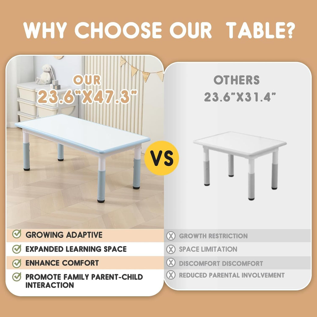 Kids Table and Chair Set for Toddlers - Adjustable Activity Center with Non-Slip Legs & Graffiti-Proof Surface Ages 3-12