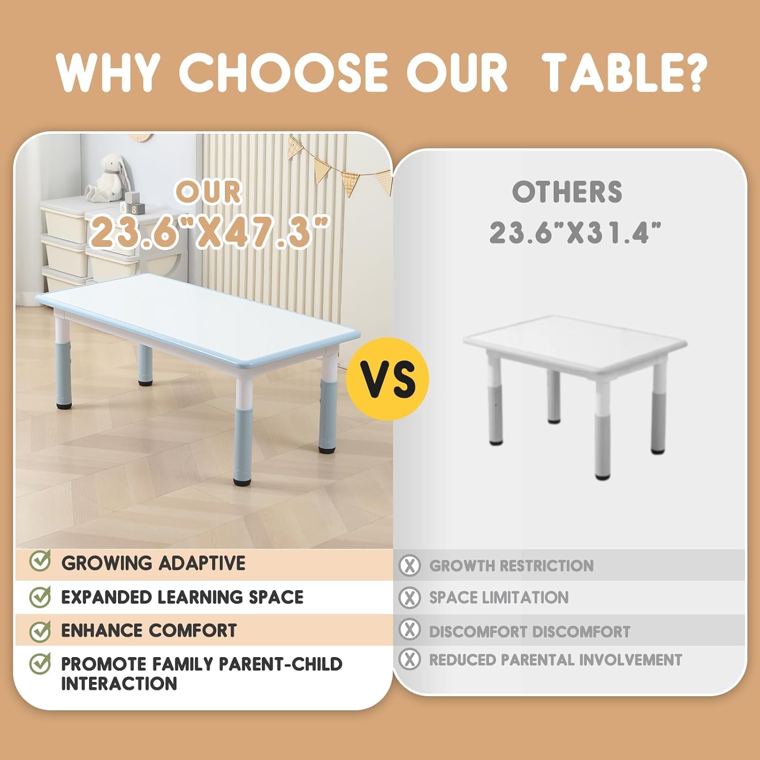 Kids Table and Chair Set for Toddlers - Adjustable Activity Center with Non-Slip Legs & Graffiti-Proof Surface Ages 3-12