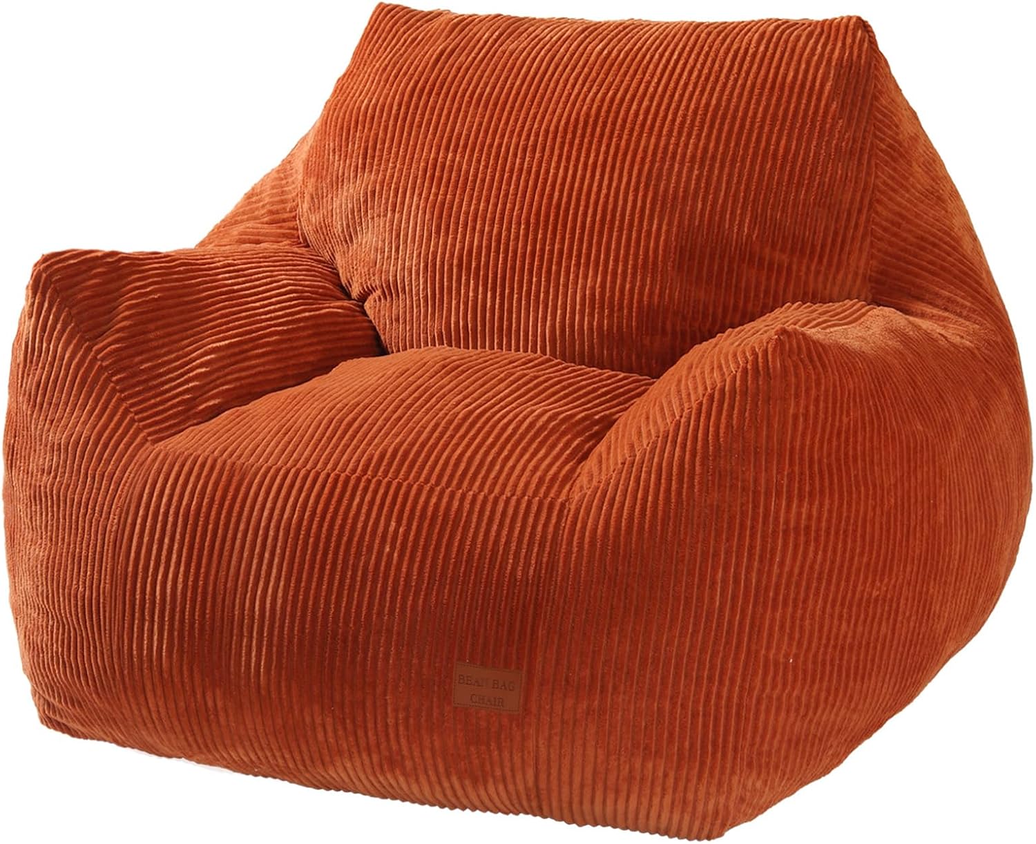 Big Bean Bag Chair for Adults, Ultra Soft Living Room Bean Bag with Armrests, Stuffed BeanBag Chair for Napping, Gaming, Vacuum-Compressed for Easy Gifting, 48 Hours to Fluffs Up, Orange