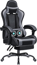 JUMMICO Gaming Chair Ergonomic Computer Chair with Footrest and Massage Lumbar Support, Height Adjustable Video Gaming Chair with 360° Swivel Seat and Headrest (Grey)