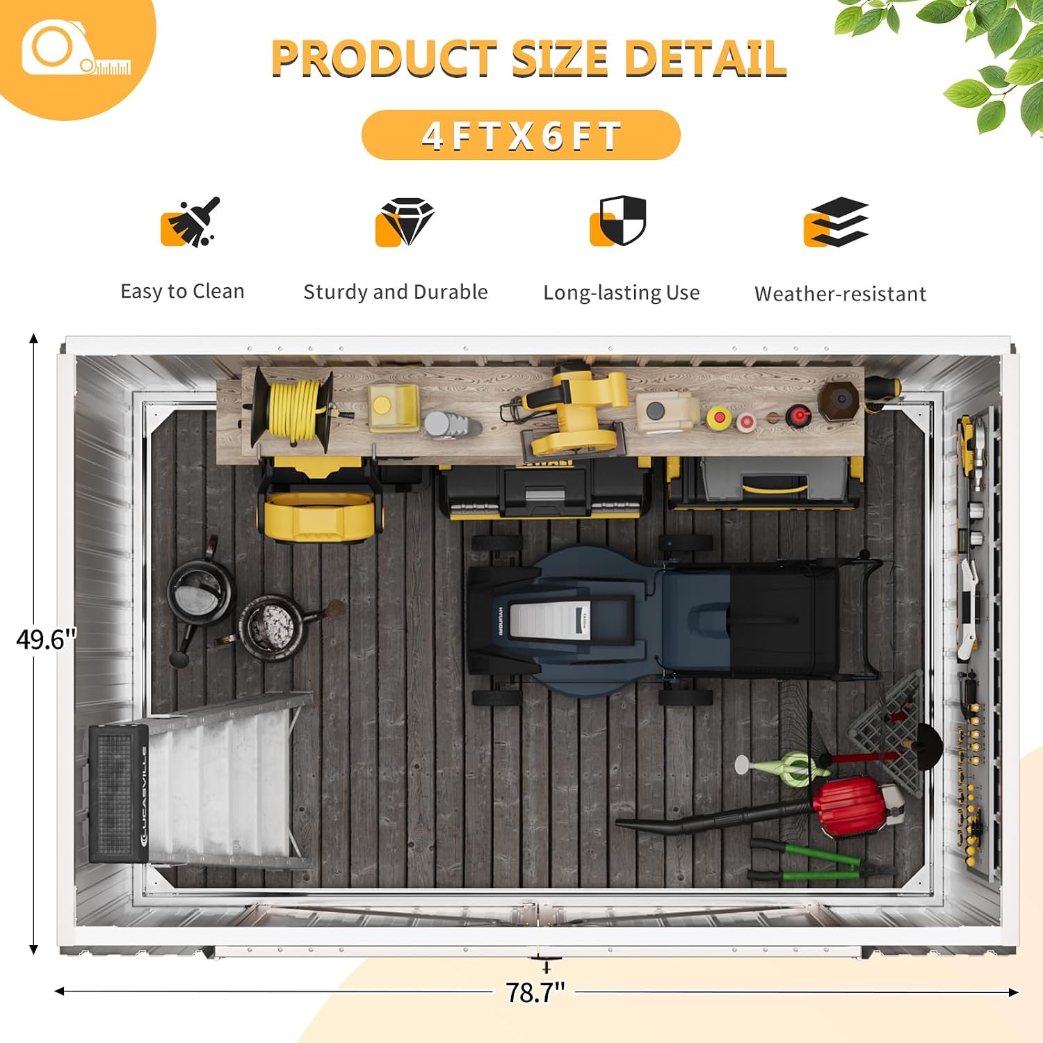 Outdoor Storage Shed 6.4x3.6FT Outdoor Garden Storage Shed, Galvanized Steel Metal Garden Shed with Air Vent and Hinged Door Utility Tool Storage House for Garden, Backyard, Patio, Lawn