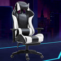 Computer Gaming Chair with Footrest and Lumbar Support Ergonomic High Back Video Game Chairs with Swivel Seat and Headrest Height Adjustable Racing Style Office Computer Game Chair, Blackwhite