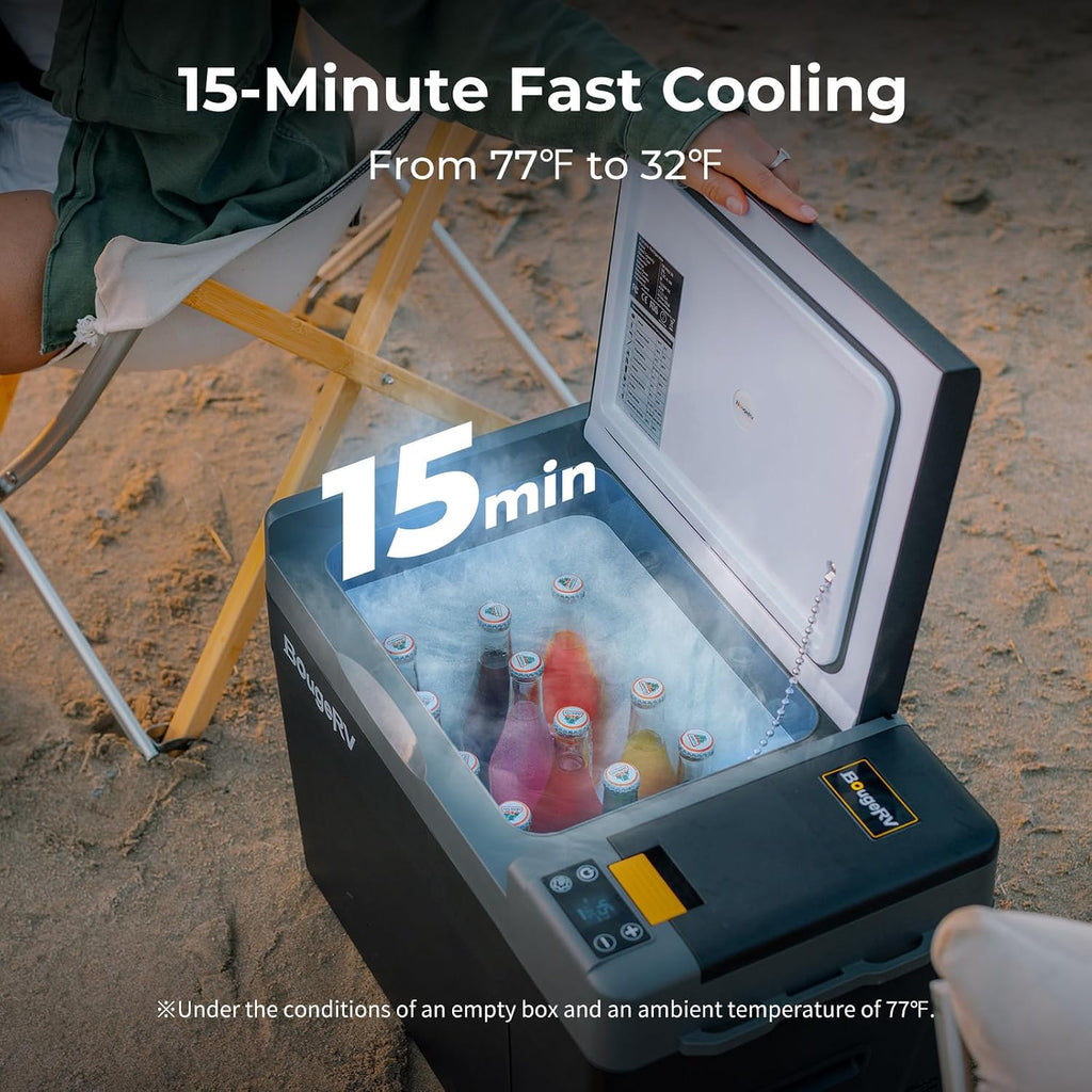 BougeRV 12 Volt Refrigerator, CRPRO 21 Quart 12V Car Fridge, Portable Freezer (-8℉~50℉), Compressor Cooler with 12V/24 DC, 110-240 AC for Outdoor Camping Overlanding Truck RV SUV Van