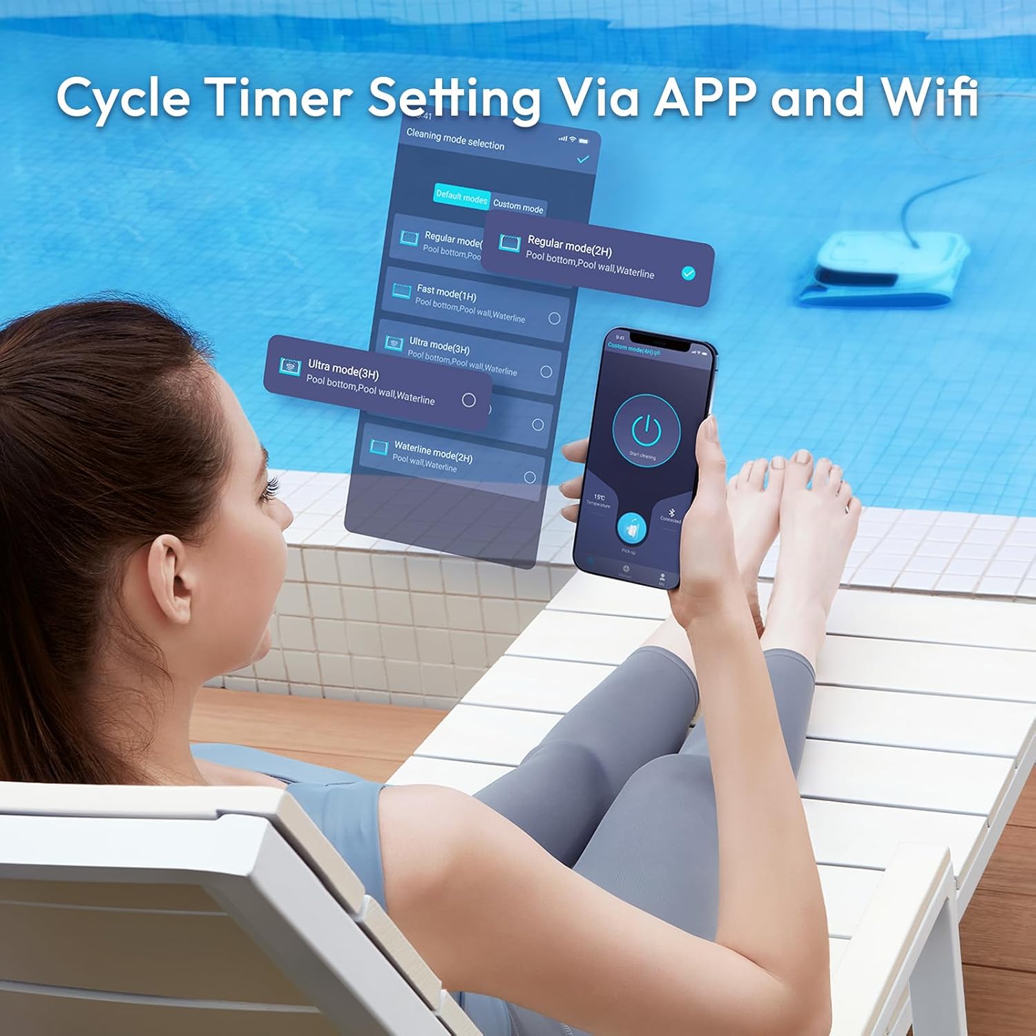Hydro4 Wireless Robotic Pool Cleaner with Dual Inlet for Above/In ground Pools up to 1,614 Sq.ft, 210 Mins Runtime, Wall/Floor Cleaning, Waterline Tech, Smart Navigation, APP/Cloud Control