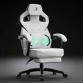 Dowinx Fabric Gaming Chair with Footrest, 350lb Big and Tall Gamer Chair, Wide Seat Ergonomic Computer Chair with Lumbar Massage Support, Wide Back Office Chair for Heavy People, Grey