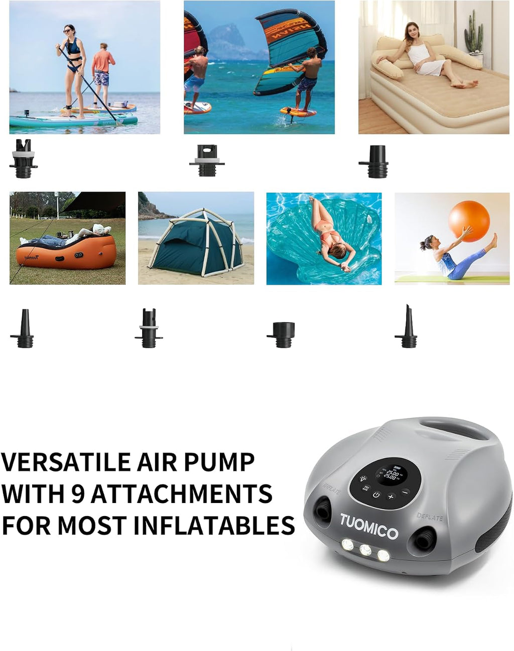 Truely Portable Paddle Board Pump 25 PSI High Pressure Sup Air Pump,4 Minutes Fast Inflation, 74WH Rechargeable Battery Powered Electric Air Pump for Inflatable Kayak Boat Float Tent