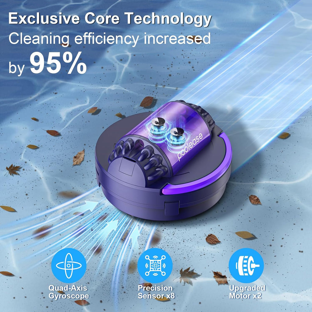 X1 Robotic Pool Vacuum for Above Ground Pool, Automatic Cordless Pool Cleaner with 45W Dual-Motor, Ideal for Above-Ground Flat Pool, 2L Debris Capacity