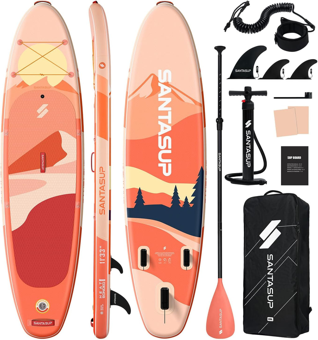10'6'/11'Wide Inflatable Stand Up Paddle Board for Adults & Youth of All Skill Levels, with Premium SUP Paddleboard Accessories, Anti-Slip EVA Deck