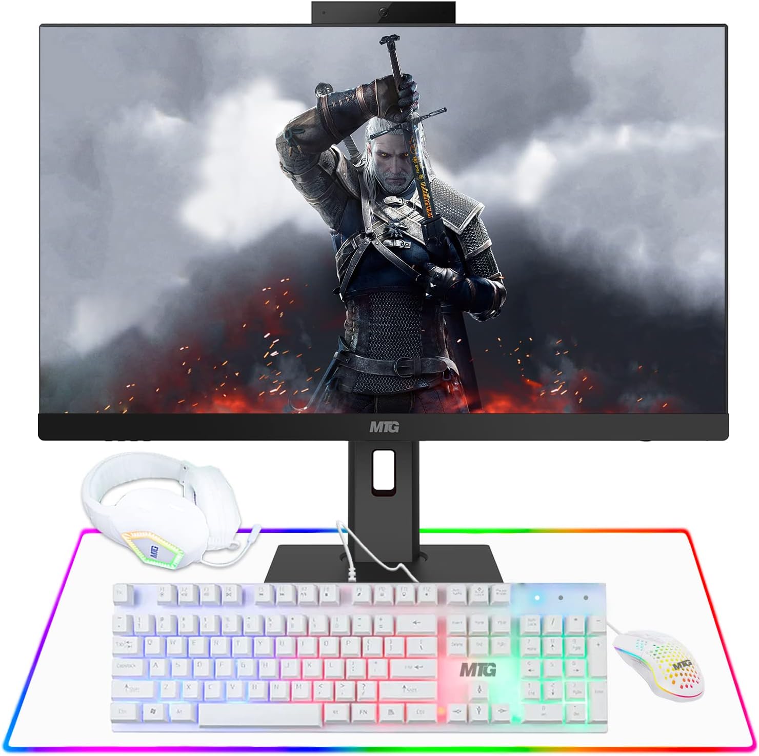 Gaming All in One PC 24 Inch FHD Touchscreen, MTG Yama, Intel Core i5 10th Gen, 16GB RAM, 1TB NVME, AMD RX 550 4GB DDR5 Graphics, Webcam, DVD RW, Gaming Kit, Windows 11 Home