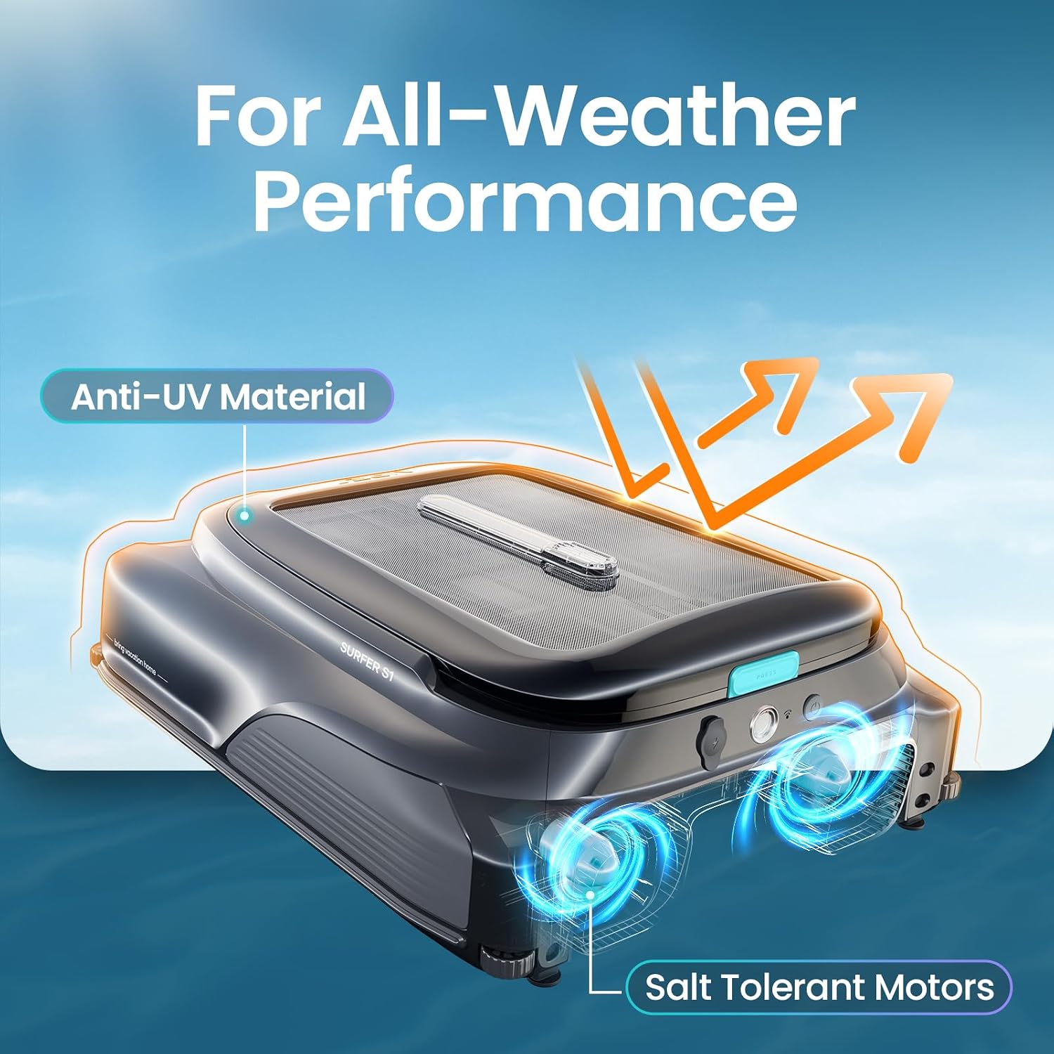 (2024 Upgrade) AIPER Surfer S1 Solar Powered Robotic Pool Skimmer with APP Support, Monitor Pool Temperature, 12 Hour Battery Life, Dual Charging Modes, Ideal for All Swimming Pool Types