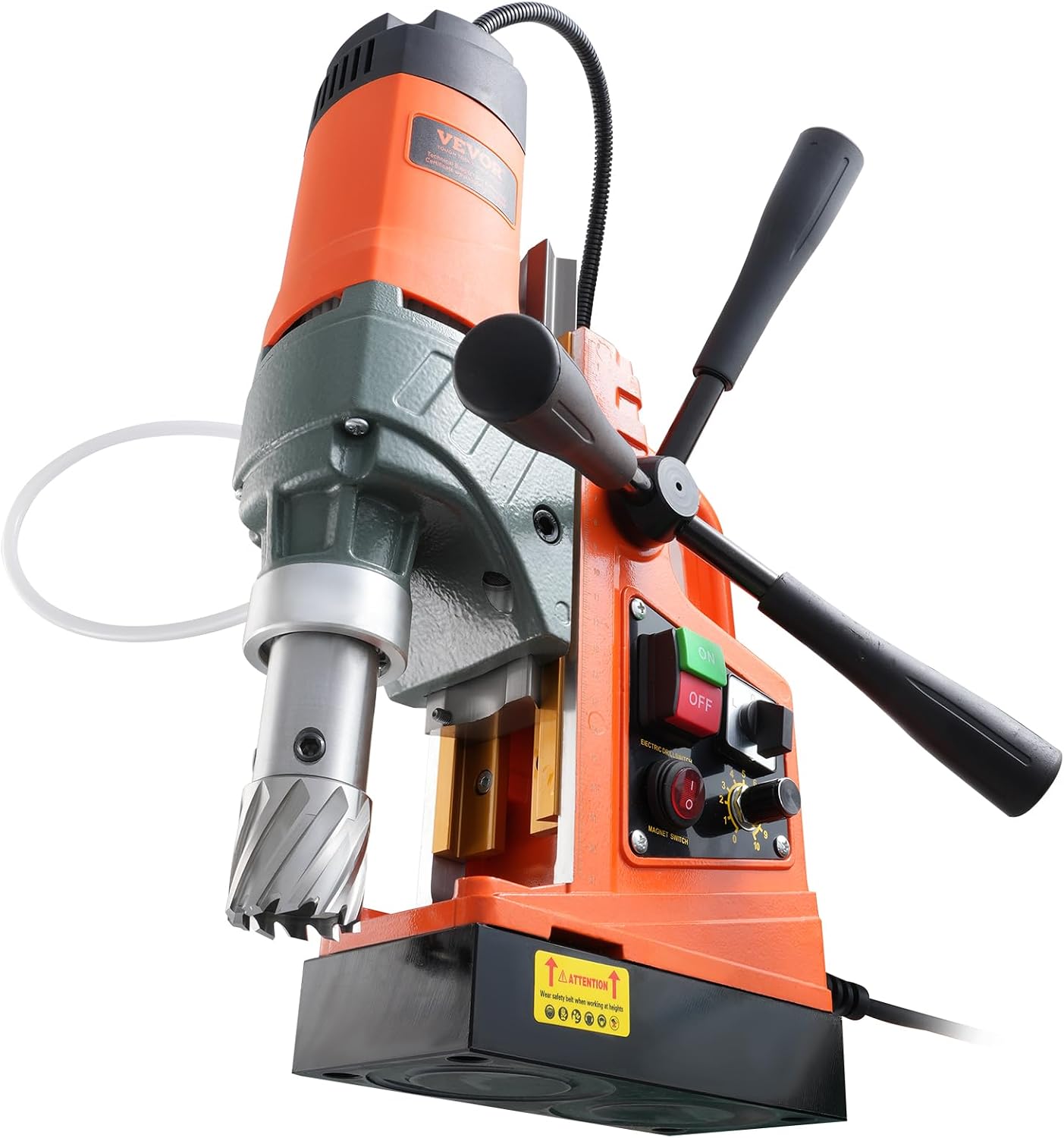 VEVOR Magnetic Drill, 1450W Motor 1.6 in Boring Diameter, 2810 lbf Portable Electric Mag Drill Press, with 2 Coring Bits, Variable Speed, Drilling Machine for Metal Surface, Home Improvement Industry