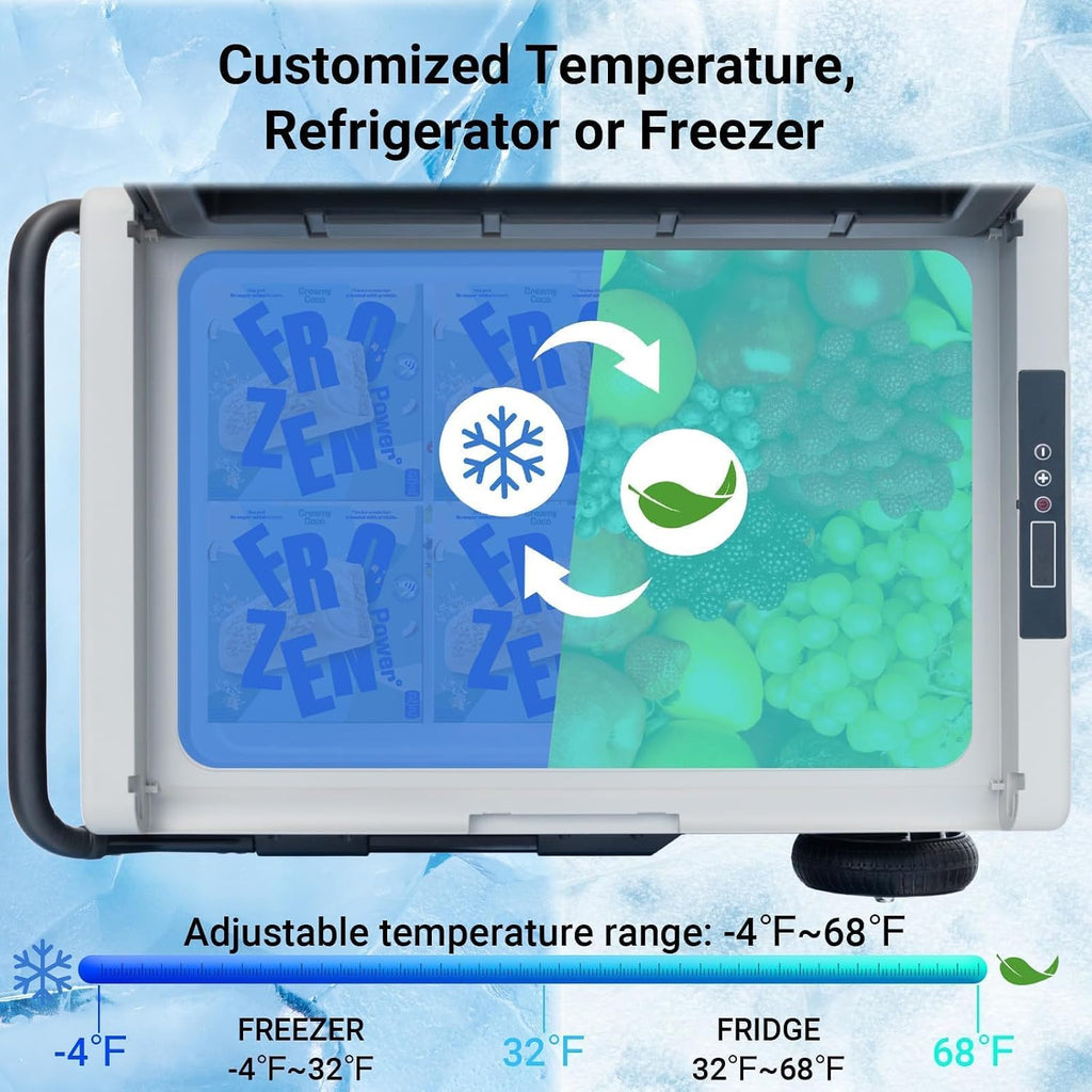 Smad Electric Cooler, 12 Volt Refrigerator, 53QT(50L) 12V Compressor Cooler -4?~50?, 12V Fridge 12/24V DC, Portable Freezer with Wheels for Camping, Travel, Truck, Home