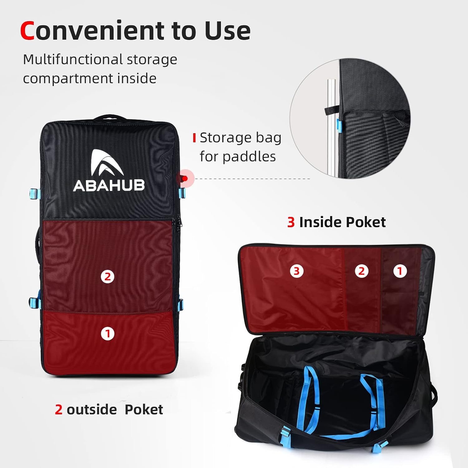 Abahub Premium iSUP Bag, Travel Carrying Backpack for Inflatable Stand Up Paddleboards, Paddle Board Accessories, Fits up to 12' ISUP