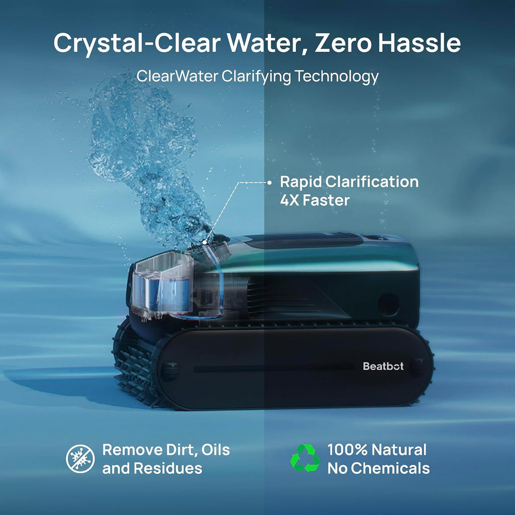 Beatbot AquaSense 2 Pro Pool Vacuum Robot with Charging Dock Station,Unmatched 5-in-1 Cleaning, Skims Water Surface with Remote Navigation, Surface Parking, Clarifies Water,for Pools up to 3,875 Sq.ft