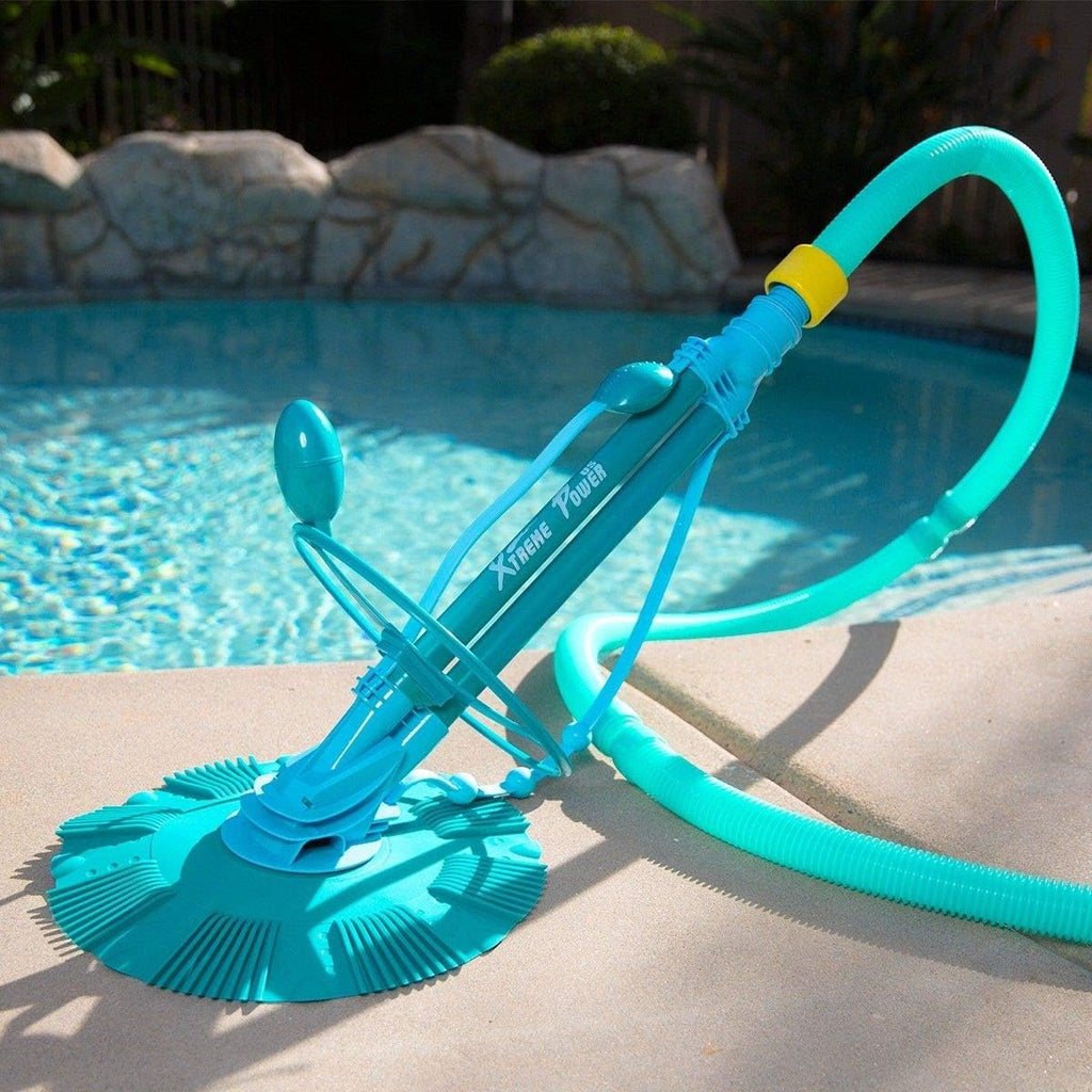XtremepowerUS 30ft InGround Suction Vacuum Pool Cleaner Set – Climb Wall Automatic Pool Cleaner with Hose, Medium Leaf Canister, Basket & Skimmer Sock (6 Pack)