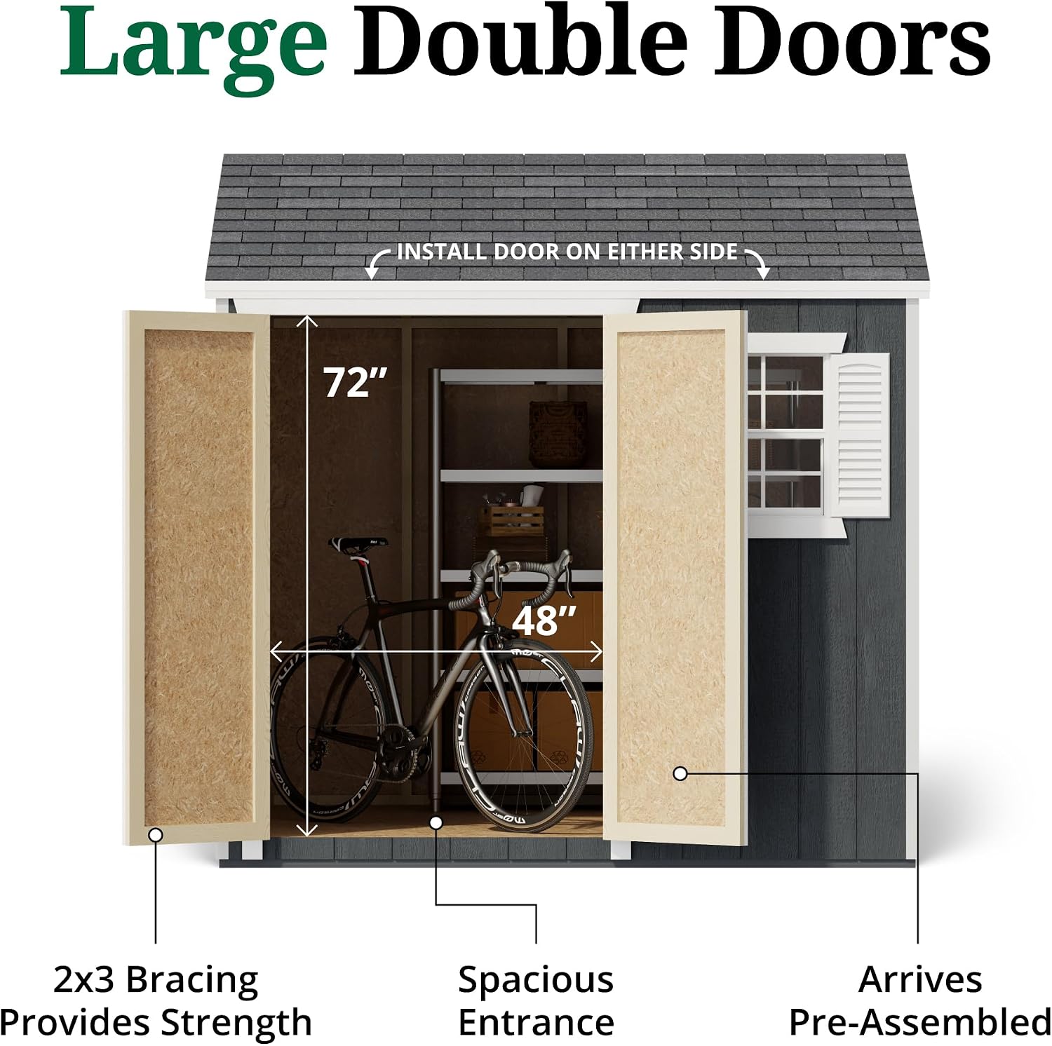 Little Cottage Co. 8x8 Value Workshop Shed with Operable Windows and Floor, Outdoor Wood Storage Do-It-Yourself Precut Kit