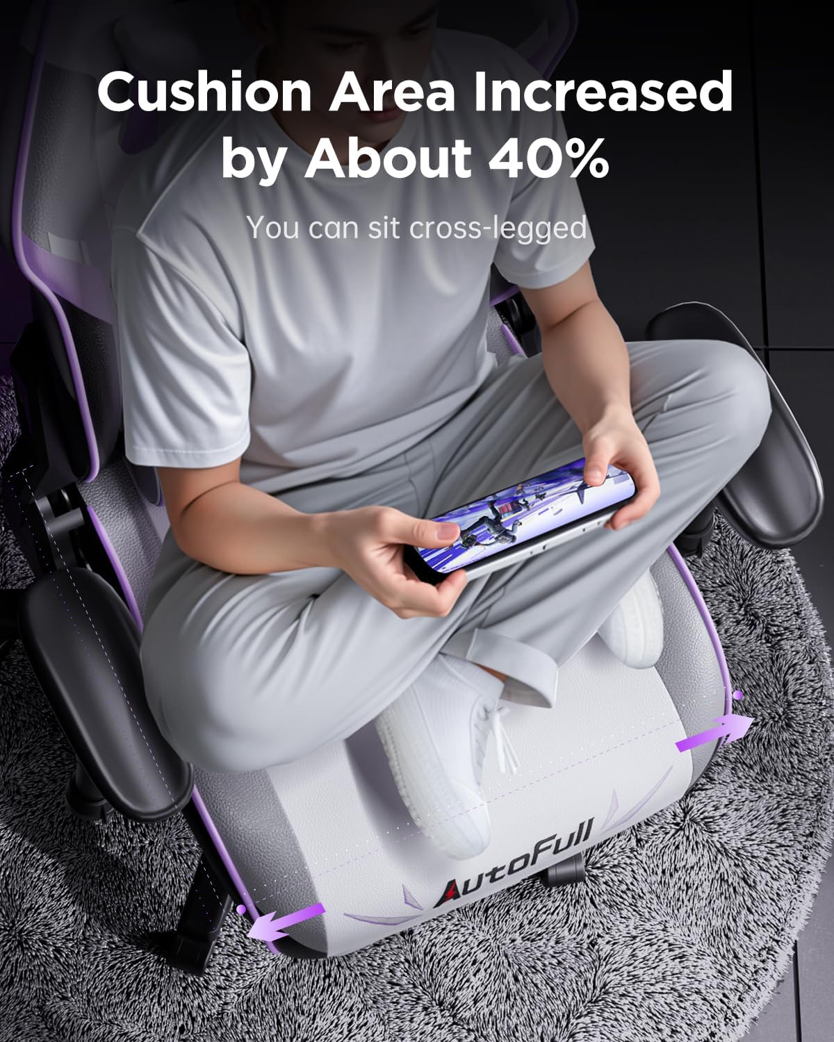 AutoFull C3 Gaming Chair, Ergonomic Wingless Cushion Computer Chair,PU Leather Racing Style Office Chair with Lumbar Support Pillow and Footrest,White