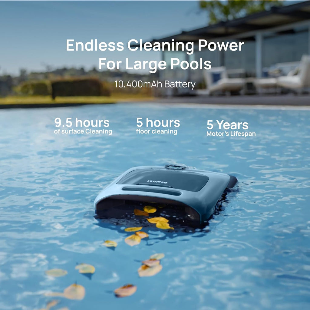 (2026 Upgrade) Beatbot A100 Pro Pool Robot Vacuum, 5-in-1 Cleaning with Smart Surface Parking, Clarifies & Skims Water, Ideal for Inground Pools up to 3,299 Sq.ft - Cobalt Blue