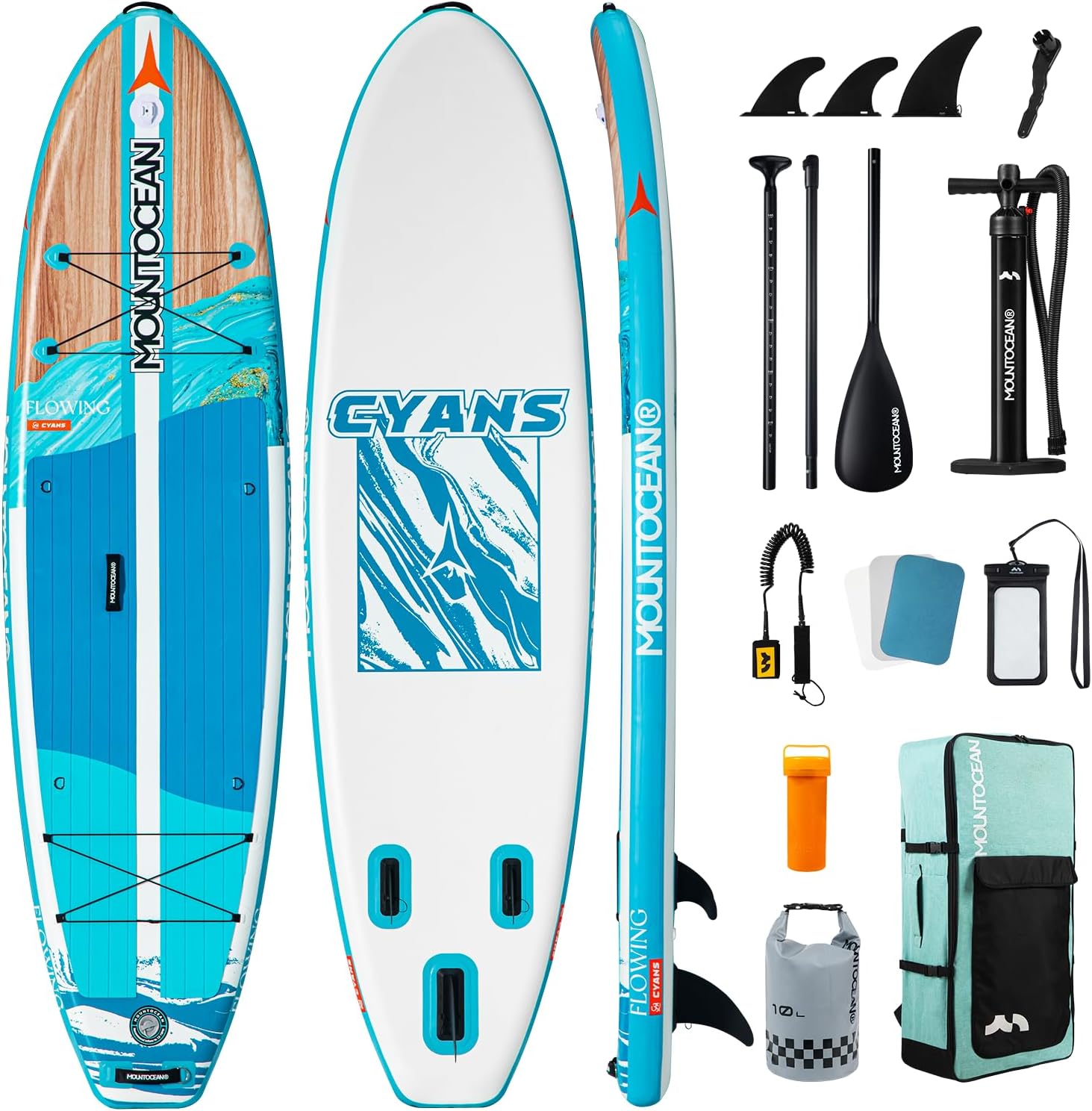 Mountocean 10'6' Inflatable Stand Up Paddle Board - 450lbs Max Capacity Ultra-Stable SUP for Adults & Youth - Non-Slip EVA Deck, All-Around ISUP with Complete Accessories