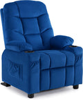 MCombo Big Kids Recliner for Ages 3+, Child Reclining Chair, Toddlers Recliner Sofa with Cup Holders (Velvet, Navy Blue)