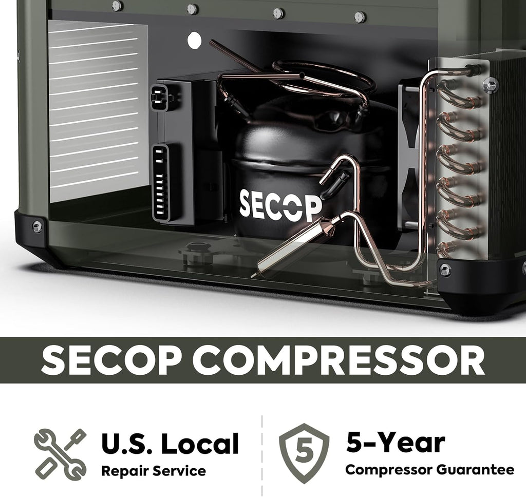 ICECO VL35 ProS 12V Refrigerator, Portable Fridge Freezer with SECOP Compressor, 35L Car Fridge Powered by AC/DC, 0℉-50℉, Electric Cooler for Car, Camping, Home, Travel [Olive Green Edition]