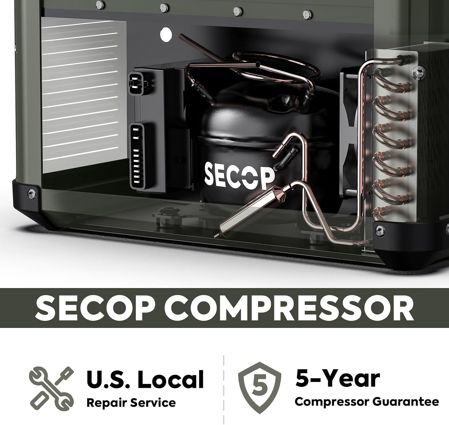 ICECO VL35 ProS 12V Refrigerator, Portable Fridge Freezer with SECOP Compressor, 35L Car Fridge Powered by AC/DC, 0℉-50℉, Electric Cooler for Car, Camping, Home, Travel [Olive Green Edition]