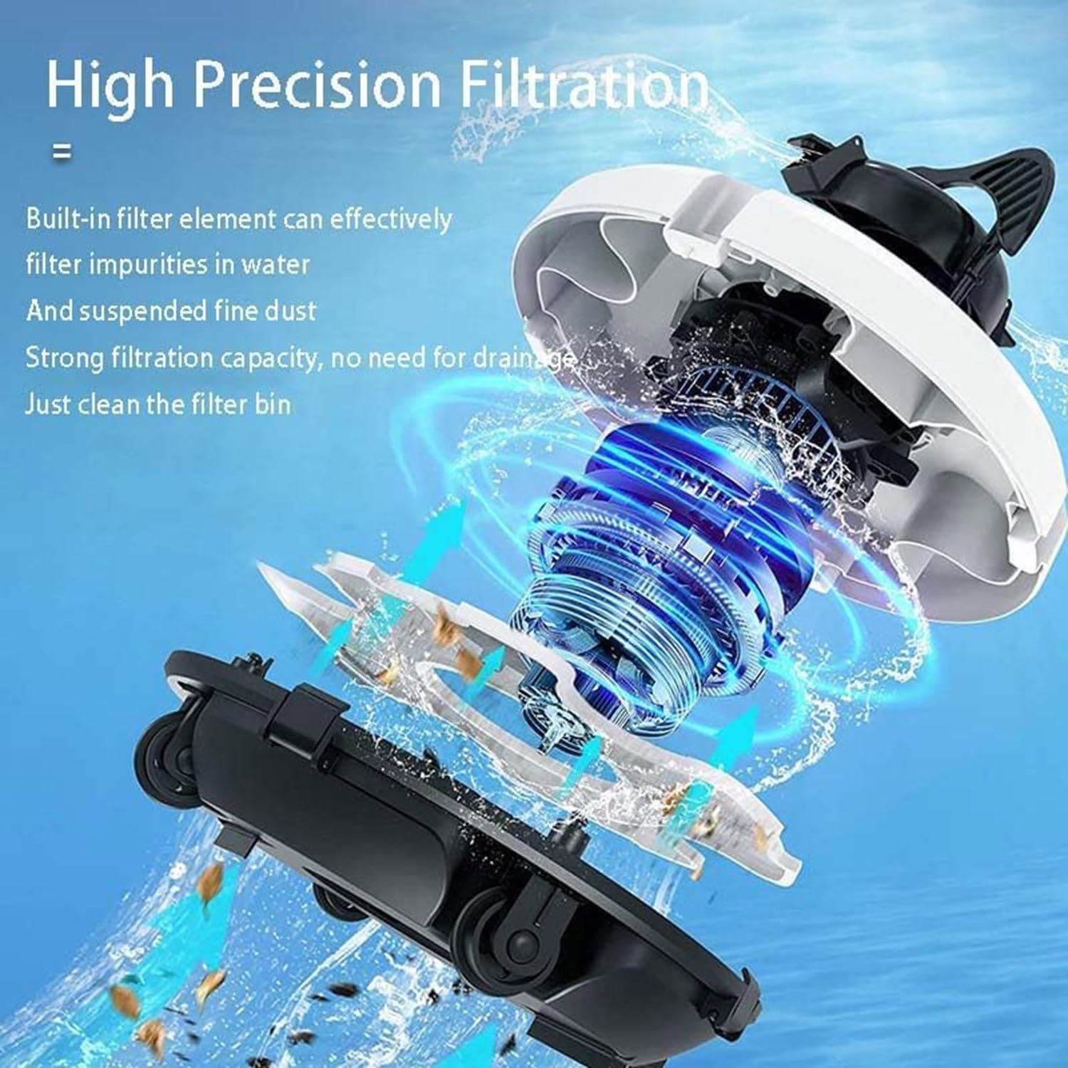 Pool Cleaning Robot Lasts 120 Minutes, Self Parking, Dual Motor, IPX8 Waterproof, Cordless Pool Cleaning Robot with Battery, for above Ground/Inground Shallow Pools up to 100m²