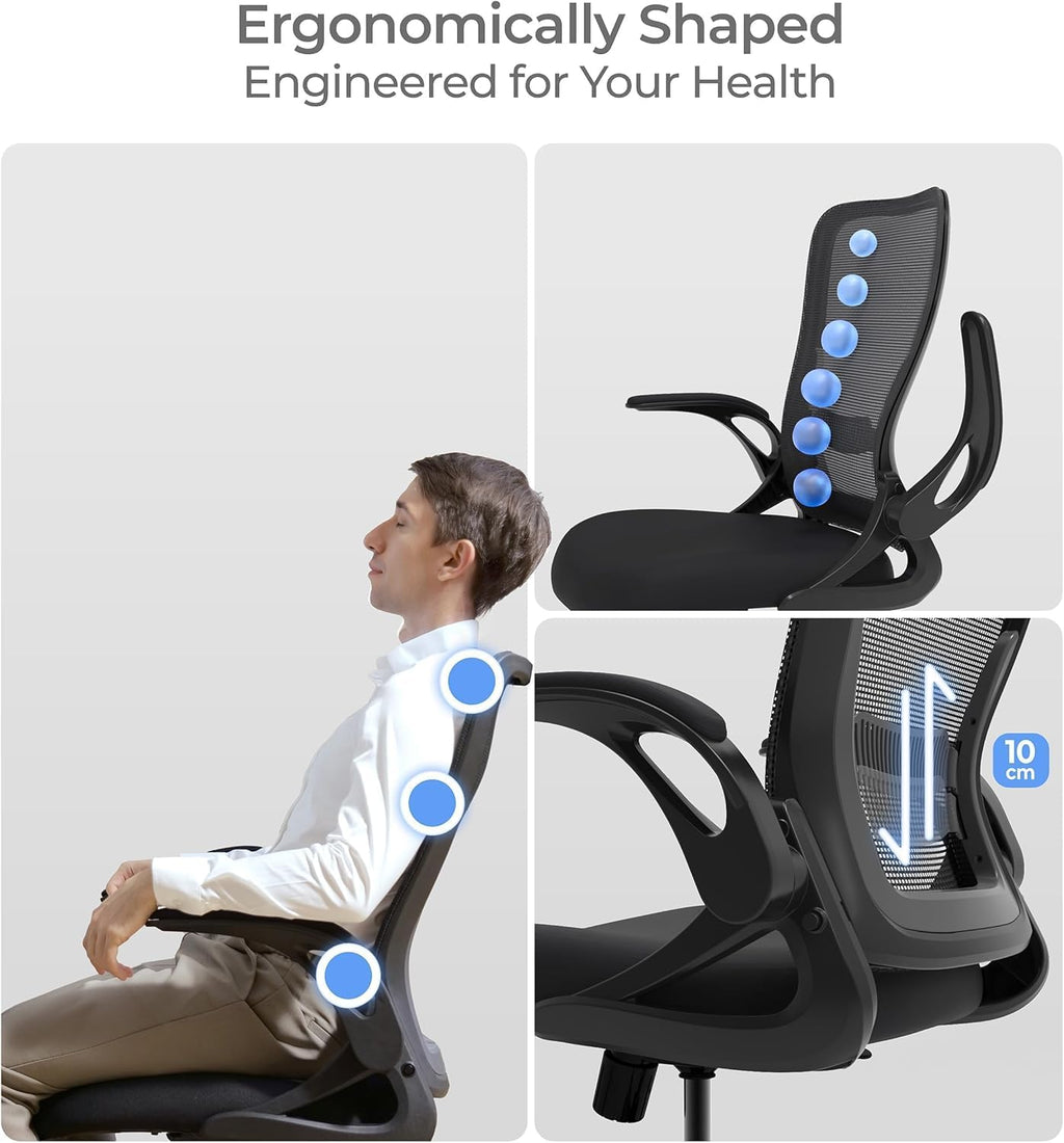 Tervo Model U Folding Office Chair Ergonomic Mesh Computer Chair for Small Room Adults Kids