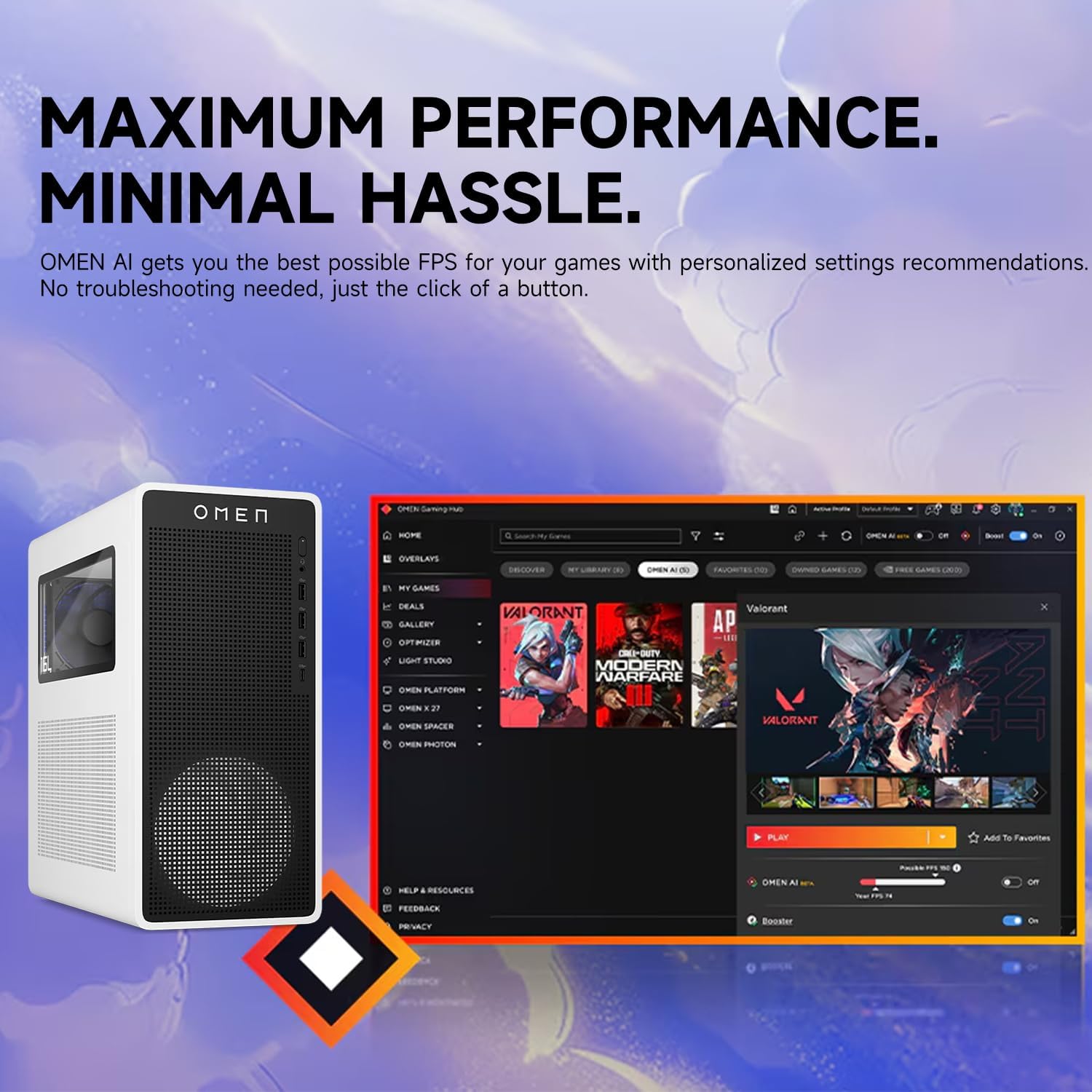 HP OMEN 16L TG03 RTX 5060 Gaming Desktop, Intel Core i7-14700F, NVIDIA RTX 5060, 64GB DDR5 RAM, 4TB SSD, RGB Light Studio & Gaming Hub, W11H,White, Bundle with Thunderobot KG3089R Gaming Keyboard