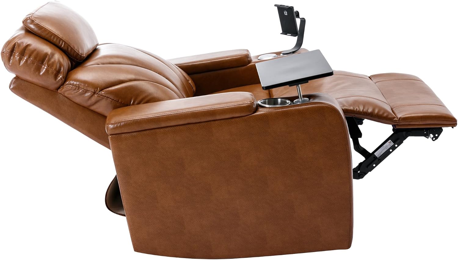 Merax Power Motion Recliner with USB Charging Port and Hidden Arm Storage, Home Theater Seating with Convenient Cup Holder Design,and Stereo(Light Brown)