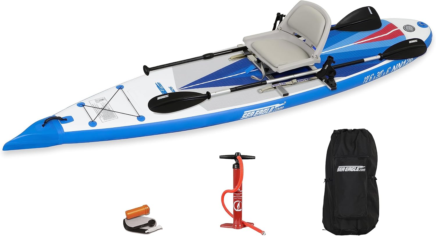Sea Eagle NeedleNose 12'6' Inflatable Lightweight High Pressure Drop Stitch Stand Up Paddle Board Patented Wave Piercing Bow, with SUP Paddle, Pump, Slide in Skeg and Backpack