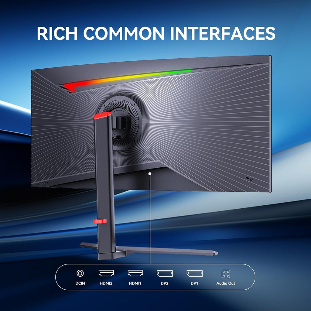 34 Inch Curved Ultrawide Gaming Monitor,21:9 WQHD (3440x1440) 165Hz 1ms 1500R Curved Monitor, 120% sRGB, Support Freesync,2 HDMI & 2 DP, Equipped with LED Backlight, VESA Mount (G34WQ)