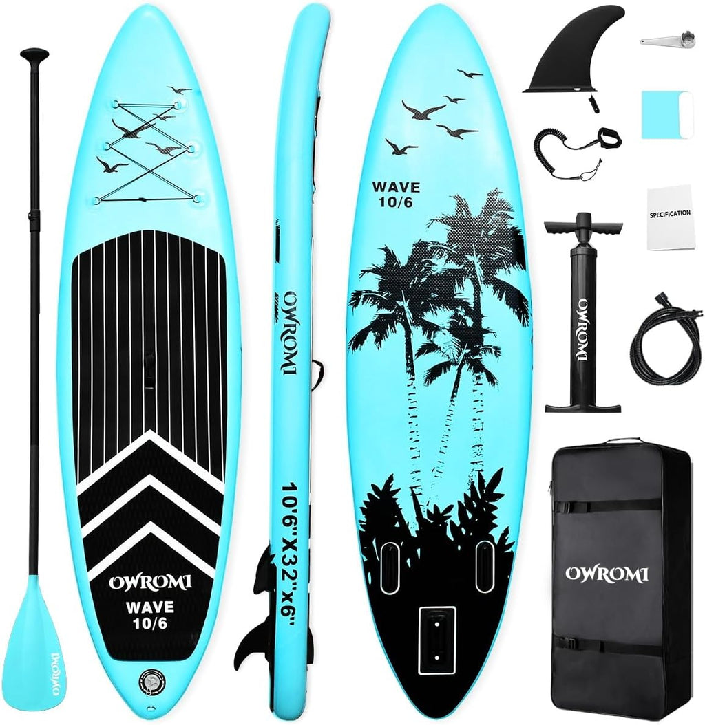 SUP Inflatable Stand Up Paddle Board 10'6' Ultra-Light Thick Paddleboard for All Skill Levels ISUP Paddle Board with Accessories, 10/6 Inflatable Paddle Boards for Adults & Youth