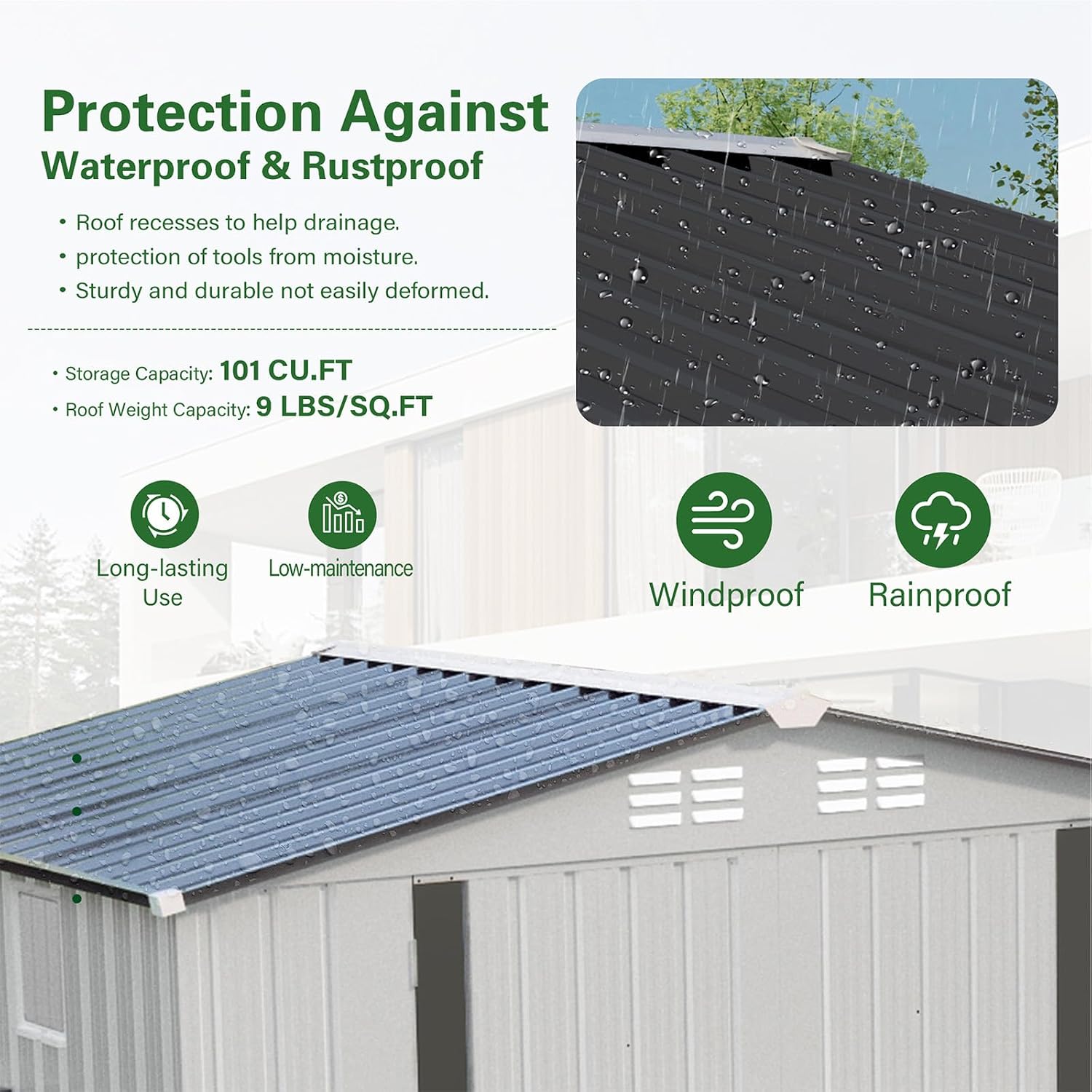 6X3.5FT Metal Storage Shed,Tool Shed with Peaked Roof, Outdoor Storage Shed with Clear Window and Lockable Door, Garden Shed for Garden, Backyard,Patio,Sundries, White (6X3.5FT)