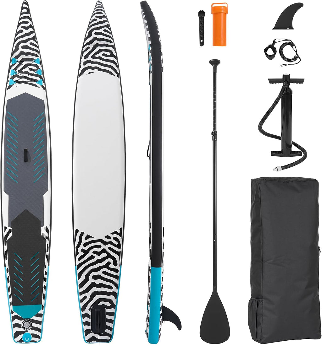 Paddle Board 14'x25'' Inflatable Paddle Board with Complete SUP Accessories, Anti-Slip EVA Deck, Air Pump, Removable Fins, Carrying Handle, Backpack for Adult