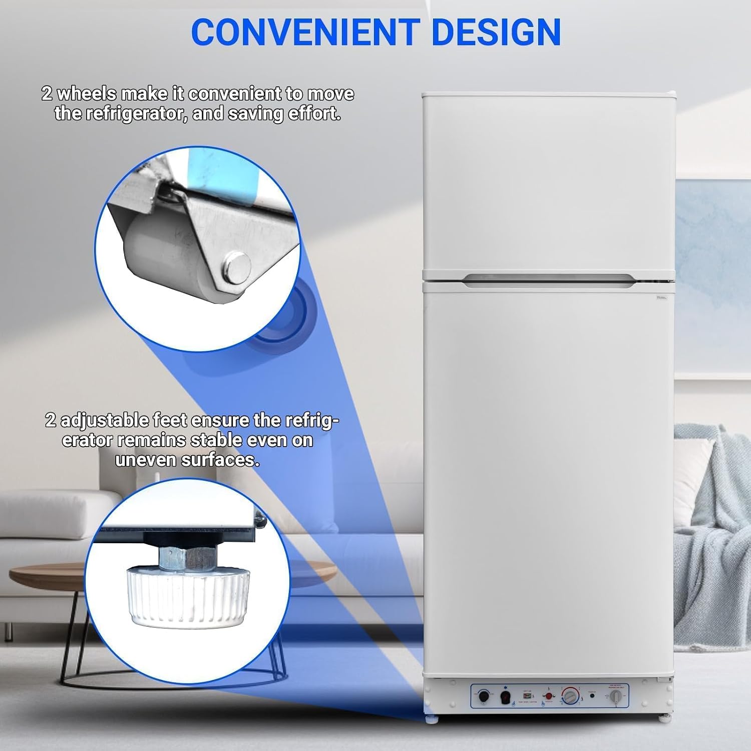 Smad Propane Refrigerator, Off Grid Propane Refrigerator with Freezer 13.4 cu.ft, Propane Fridge Powered 110V/LPG with Top Freezer, for Off Grid,Garage, RV,Food Truck,Cottages,Chalets Use