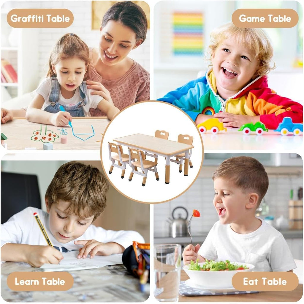 Kids Table and Chair Set for Toddlers - Adjustable Activity Center with Non-Slip Legs & Graffiti-Proof Surface Ages 3-12