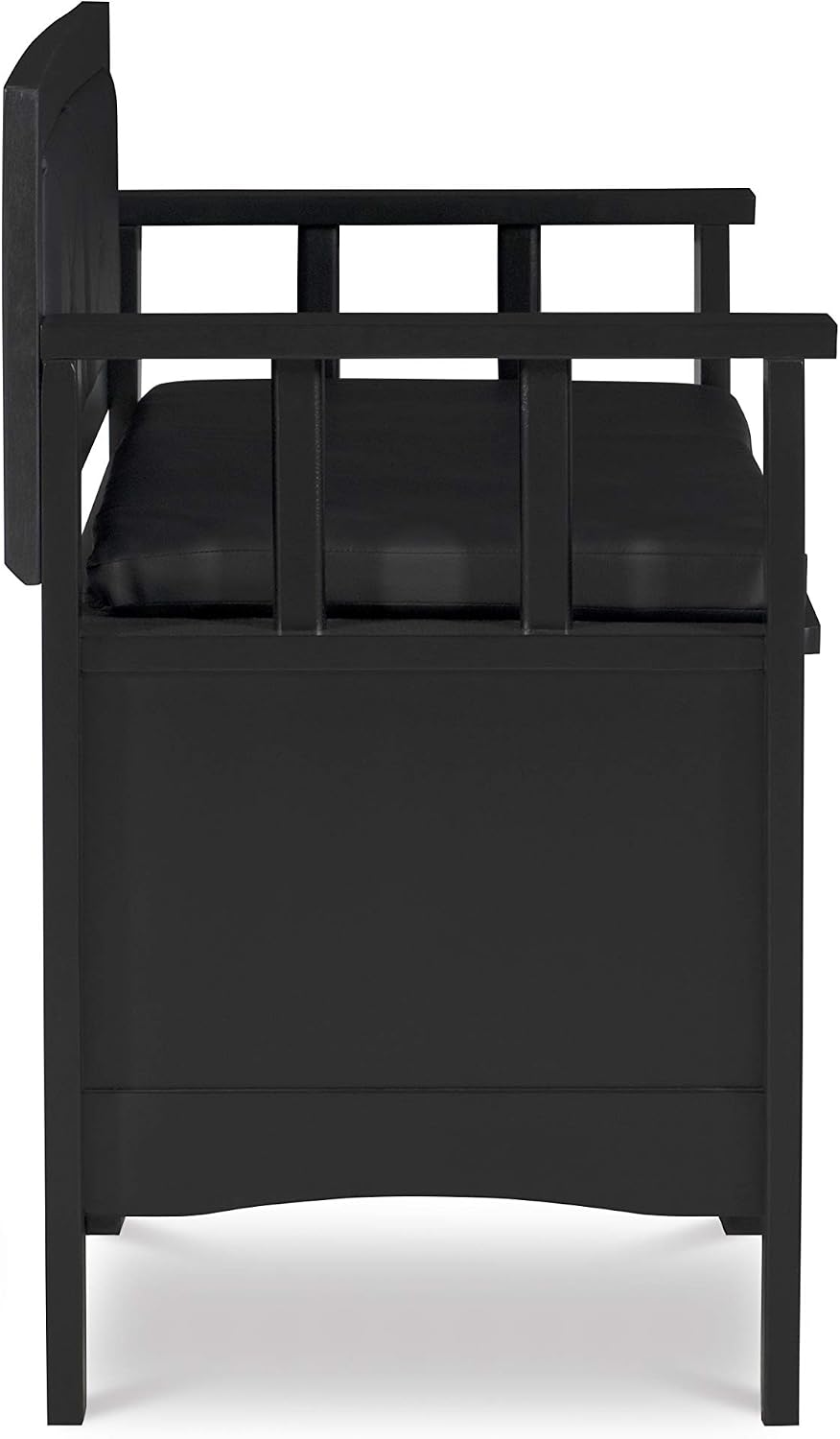 Linon Carlton Padded Bench, 44.5'W x 17'D x 30'H, Black