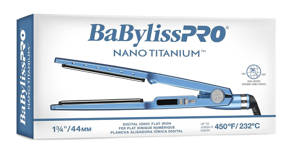 BabylissPRO Nano Titanium Ionic Hair Straightener, Professional Flat Iron for All Hair Types