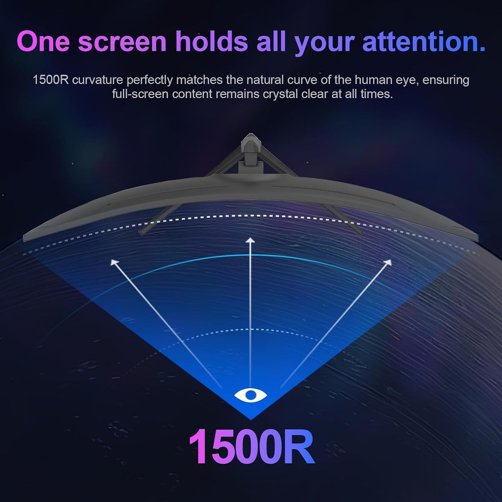 49 inch Ultra-Wide Curved Gaming Monitor 165Hz, 5K (5120×1440) Resolution,1500R 1ms Fast Response, FreeSync, 125% sRGB HDR Color Display, 2*HDMI & 2*DP, VESA Mount Compatible (R49BVR Raptor)
