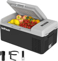Setpower FC15 Portable 12v Refrigerator, -4℉-68℉ Fast Cooling Car Refrigerator, 15L/15.8Qt Car Fridge Portable Freezer with 12/24V DC & 110/240V AC, Electric Cooler (Black&Grey, 15L With AC Adapter)