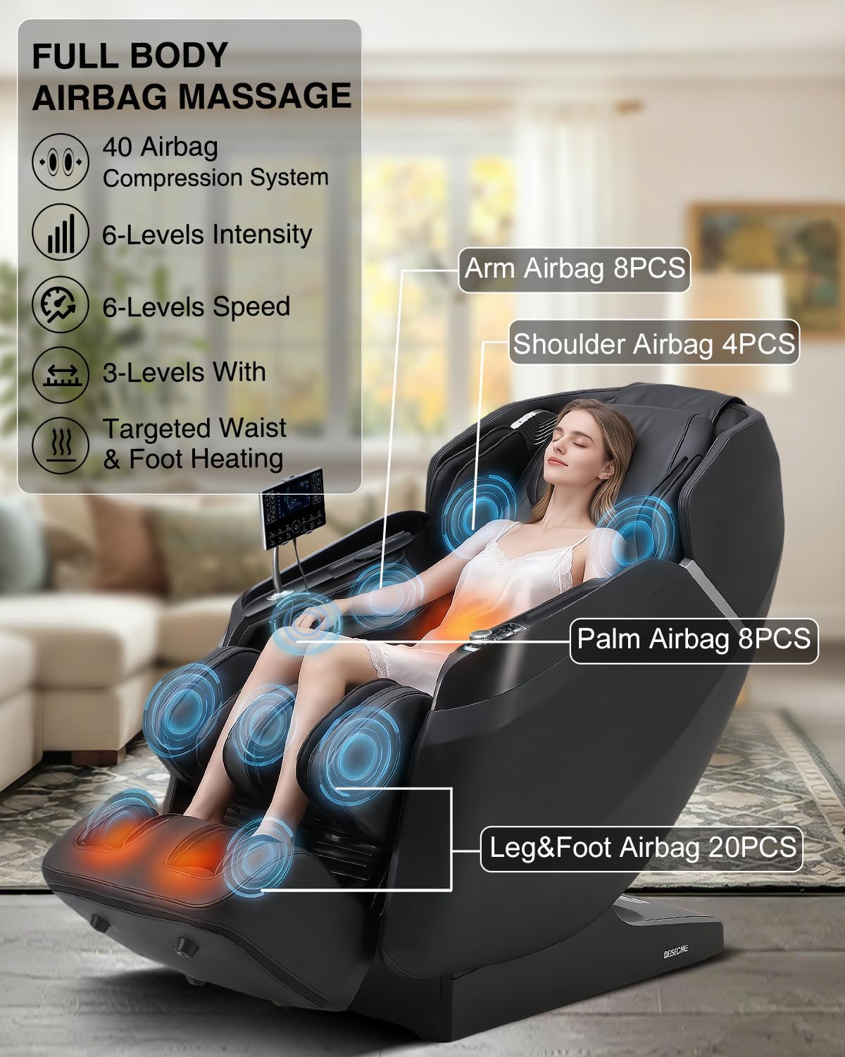 2026 4D Massage Chair Full Body, 24 Modes Zero Gravity SL-Track Shiatsu Recliner- AI APP Control Airbag Massage with Body Scan,Deep Yoga Stretch,Heating Waist and Foot (Black)