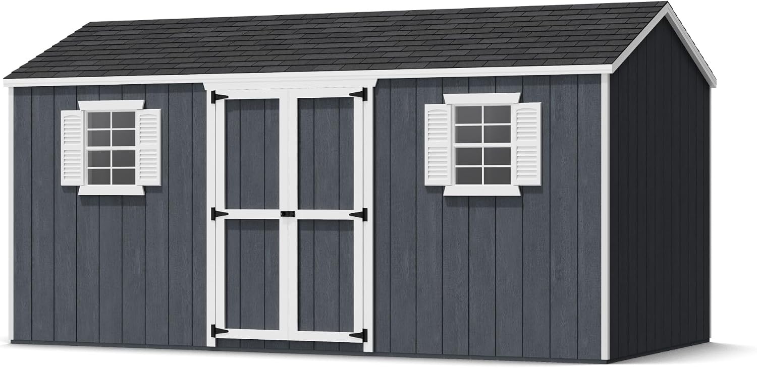 Little Cottage Co. 8x16 Value Workshop Shed with Operable Windows and Floor, Outdoor Wood Storage Do-It-Yourself Precut Kit