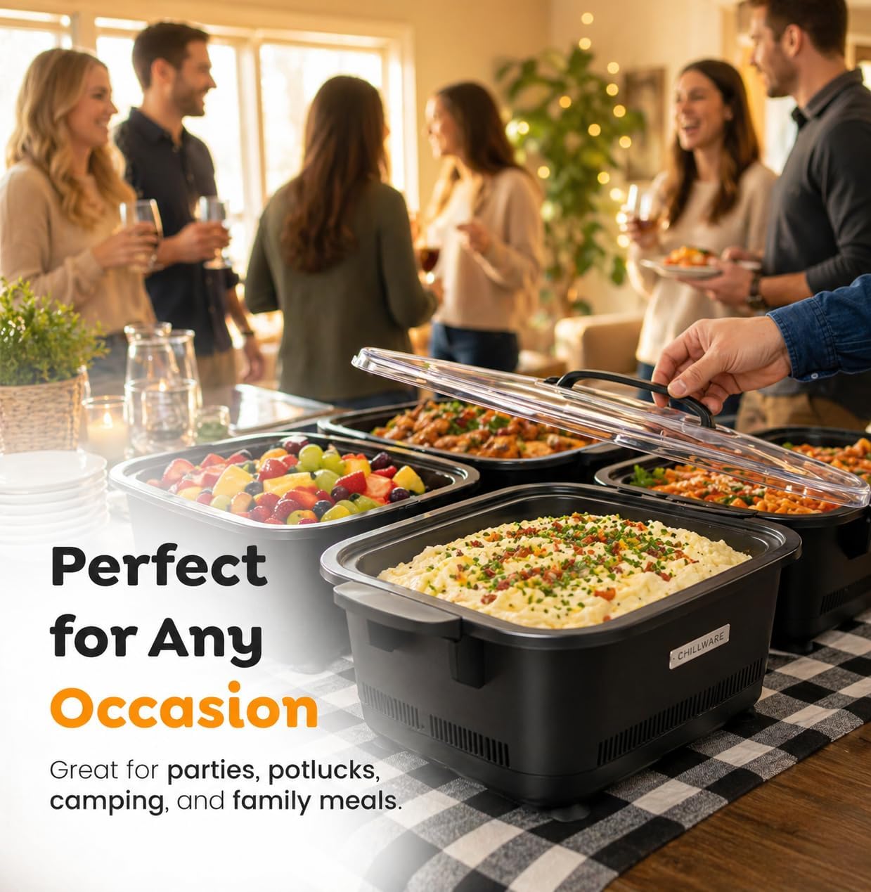 Electric Food Warmer & Cooler 5Qt, Portable Mini Crock Pot & Slow Cooker Alternative, Buffet Serving Dish for Cold (37°F) or Hot (160°F) Meals, Tailgating, Camping & Parties, Dishwasher Safe