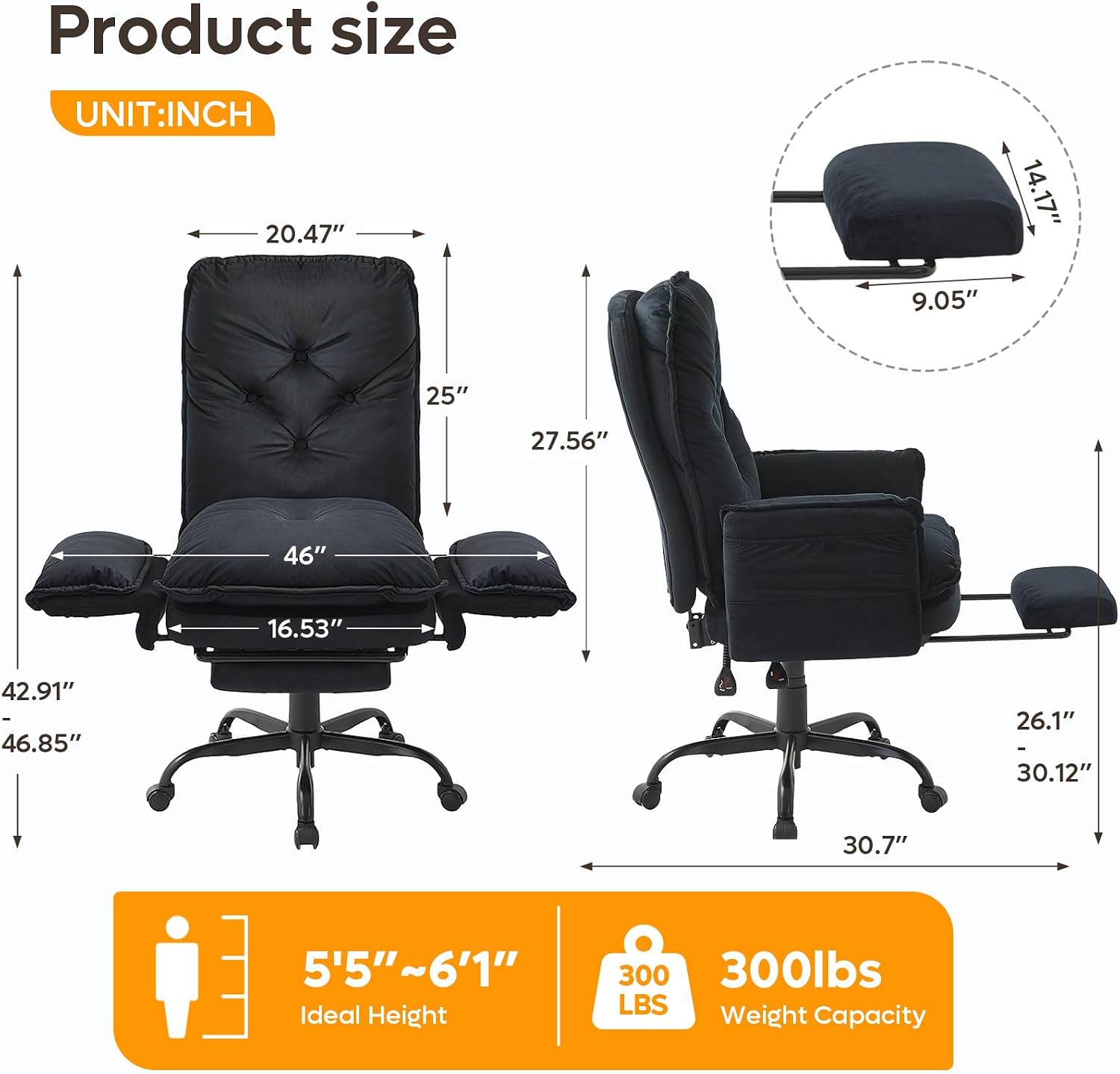 Bestier Criss Cross Office Chair with Flip-Up Armrests, High Back Executive Chair with Footrest & Wheels, Cross Legged Desk Chair for Home Office, Black Velvet