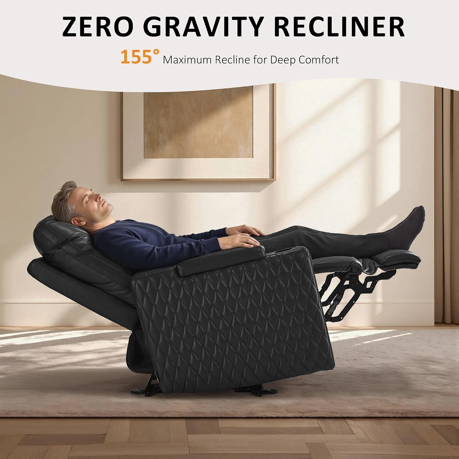 MCombo Oversized Power Recliner Chair with Adjustable Headrest & LED Light for Adults, Zero Gravity Recliner with USB & Type C Ports, Cup Holders for Living Room & Home Theater, Faux Leather HTS401