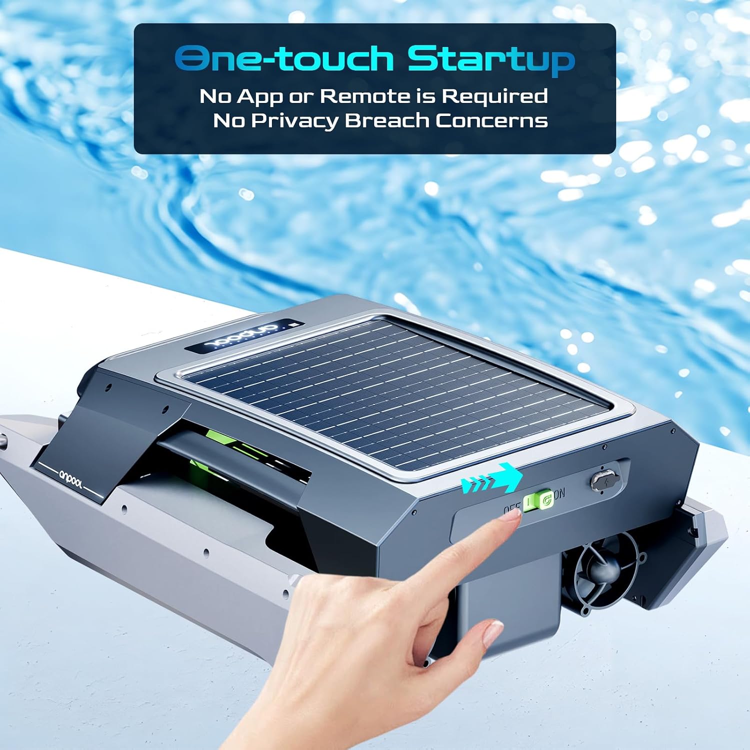 Solar Pool Skimmer Robot, Automatic Robotic Pool Skimmer with Dual Charging, 72H Runtime, One-Touch Start, UV-Resistant, Smart Navigation for Inground & Above Ground Pools