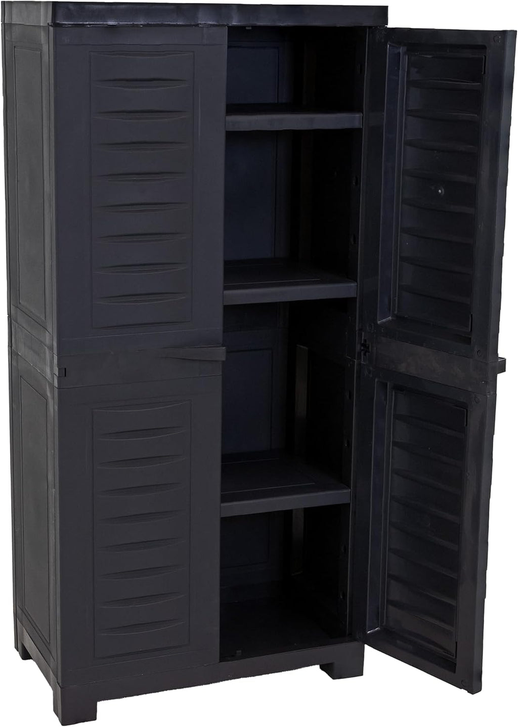 Sunnydaze 48' H Resin Garage Storage Cabinet - Garage Cabinet - Freestanding Utility Storage for Laundry Room, Office, Basement - Charcoal